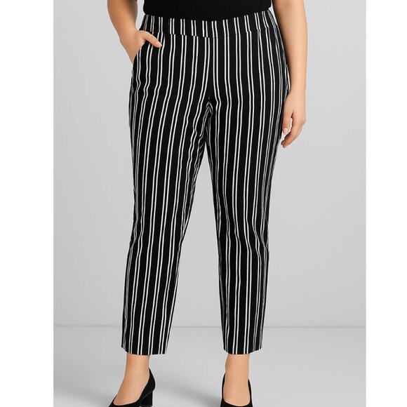 Worthington Women's Black & White Vertical Stripe Ankle Dress Pants, size 12 - Picture 1 of 8